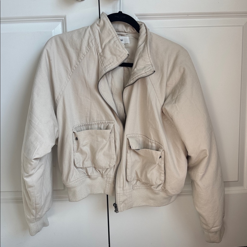 Beige Bomber Jacket